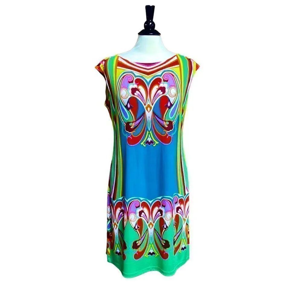 Donna Morgan Multi Color Sleeveless Dress Size 10